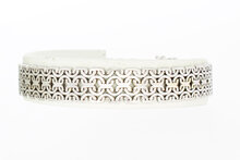 Vintage brede witgouden gevlochten armband 14 karaat - 19 cm