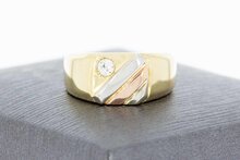 14 karaat gouden pinkring dames met zirkonia - 14,8 mm