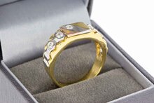 Tricolor statementring heren 18 karaat met zirkonia - 19,8 mm