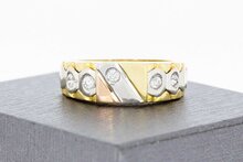 Tricolor statementring heren 18 karaat met zirkonia - 19,8 mm