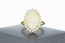 18 karaat Opaal ring met ca 1.1 ct diamant - 18 mm