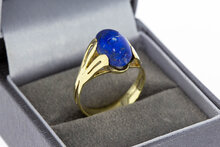 Vintage gouden ring dames 14 karaat met lapis lazuli - 18 mm