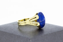 Vintage gouden ring dames 14 karaat met lapis lazuli - 18 mm