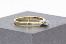 Gouden solitairring dames 14 karaat met diamant - 18,5 mm