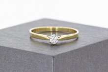 Gouden solitairring dames 14 karaat met diamant - 18,5 mm