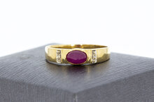 Vintage gouden ring dames 14 karaat met saffier - 18,5 mm