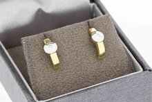 Bicolor gouden oorstekers dames 14 karaat met diamant (2,0 g) (art. 604161)