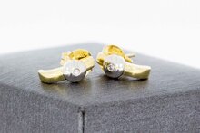 Bicolor gouden oorstekers dames 14 karaat met diamant (2,0 g) (art. 604161)