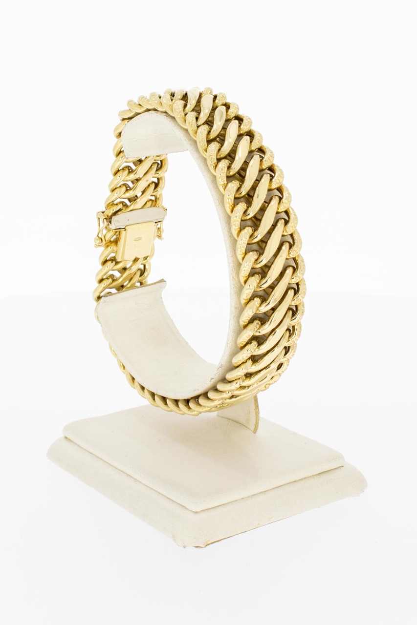 Zichzelf Moment Afhaalmaaltijd 14 Karaat gevlochten brede gouden armband - 20,7 cm