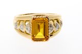 18 Karaat gouden Markies Ring met Citrien en Diamant-18,9