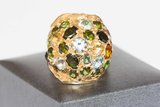 14 Karaat gouden "Cocktail" ring gezet met diverse stenen