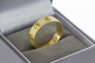 9k gouden trouwring 4mm breed handgemaakte ring Sieraden Ringen Banden 