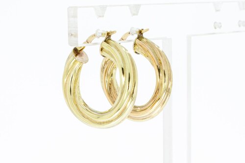Geprofileerde 14 Karaat gouden Creolen - 24 mm