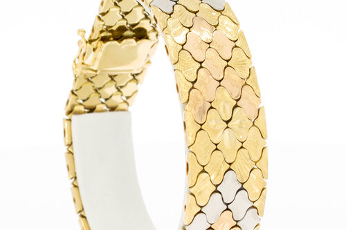 Tricolor gouden Vintage armband - 20 cm