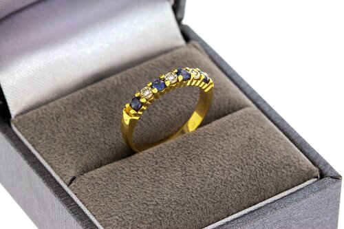 18 Karaat Saffier ring met Diamant - 15,8 mm