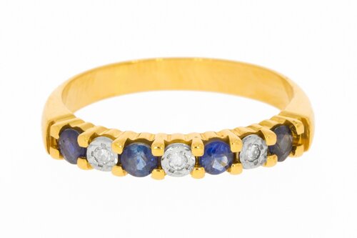 18 Karaat Saffier ring met Diamant - 15,8 mm