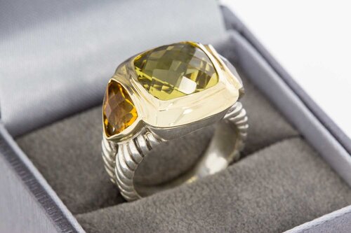 18 Karaat combi Citrien Ring - 16,9 mm