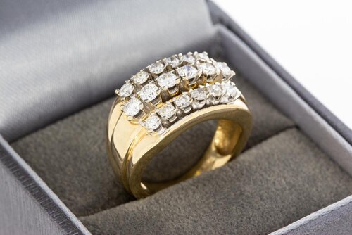 14 Karaat gouden diamanten ring - 16,6 mm