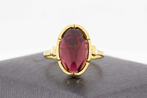 14 Karaat goud granaat ring dames - 17,4 mm