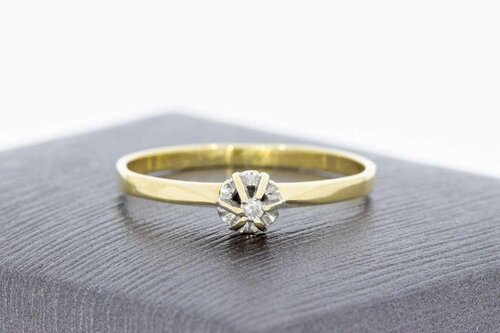 14 Karaat gouden diamant ring - 17,4 mm