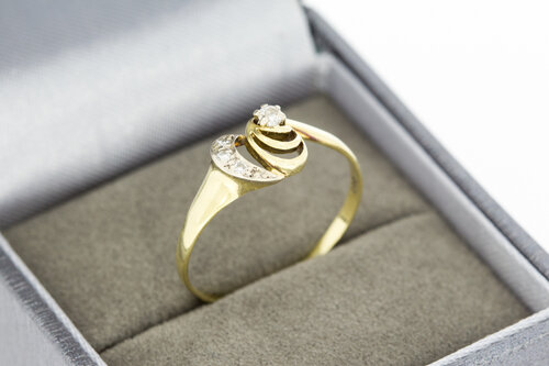 14 Karaat gouden zirkonia dames ring - 19,1 mm