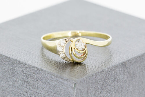 14 Karaat gouden zirkonia dames ring - 19,1 mm