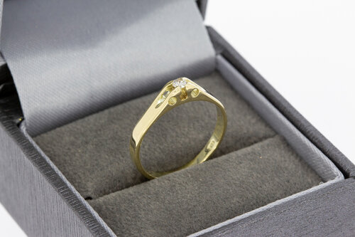Gouden Pink damesring 14 Karaat - 16 mm