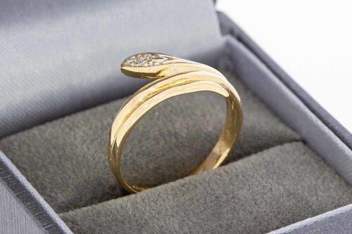 14 Karaat goud ring met Diamant - 17,5 mm