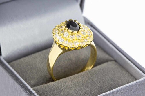 18 Karaat gouden edelstenen ring - 18,5 mm