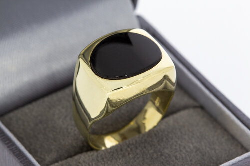 14 Karaat Onyx Zegelring mannen - 18,9 mm