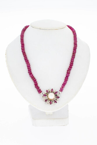 Edelsteenketting met gouden sluiting - 52 cm