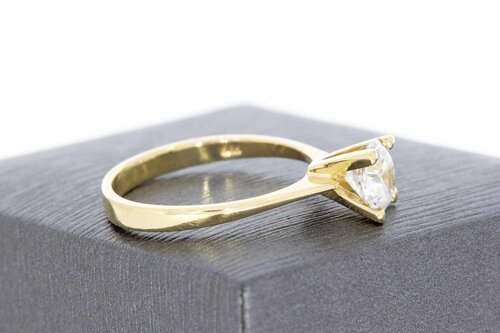 14 karaat gouden Saffier ring - 18,2 mm