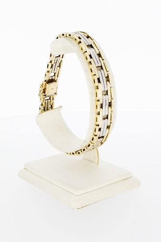 14 Karaat bicolor Staafjes armband - 20,4 cm