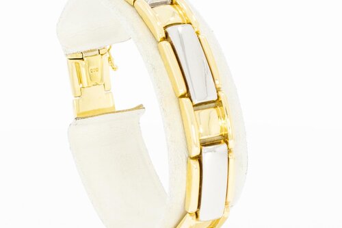 14 Karaat bicolor gouden Plaatjes armband - 18 cm