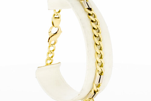 14 Karaat bicolor gouden Gourmet armband - 21 cm