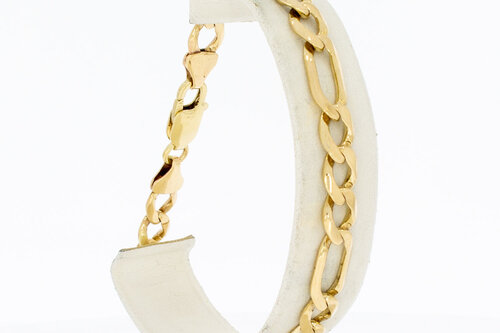 Gouden Figaro armband 14 Karaat - 21,9 cm