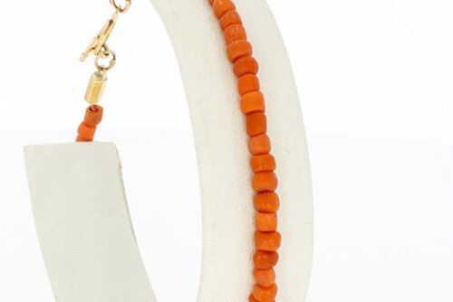Bloedkoraal armband 14 karaat goud - 18,7 cm