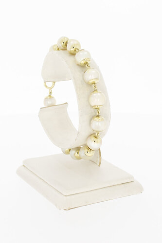 14 Karaat geel gouden Parelarmband - 19 cm