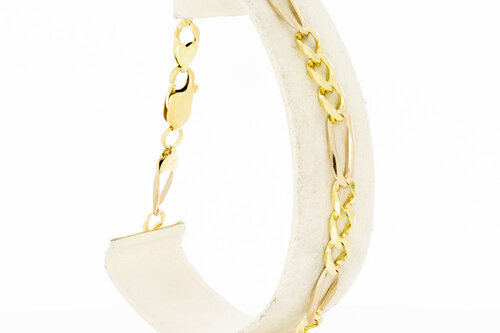 14 karaat goud Figaro schakelarmband - 22 cm