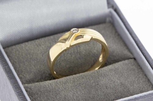14 Karaat gouden diamant ring - 17,5 mm