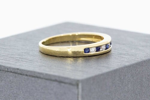 14 Karaat goud ring met Saffier - 16,3 mm