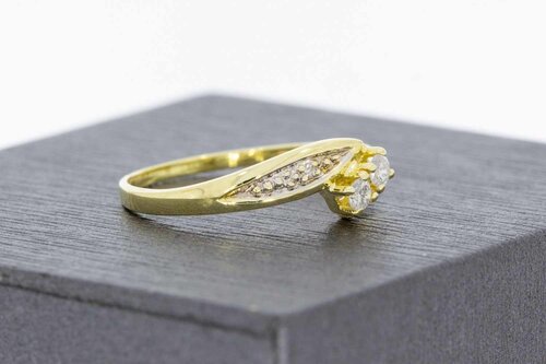 14 Karaat goud damesring met Diamant - 16 mm