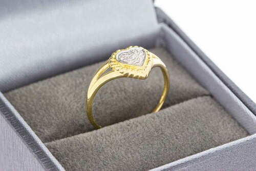 18 Karaat gouden diamant hartjes ring - 17,1 mm