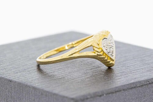 18 Karaat gouden diamant hartjes ring - 17,1 mm