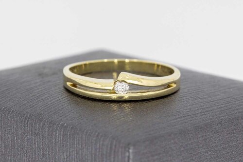 14 Karaat gouden Zirkonia ring - 18,1 mm
