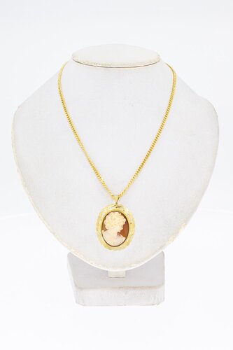14 karaat gouden Camee hanger - 4 cm