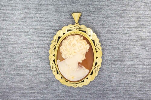 14 karaat gouden Camee hanger - 4 cm