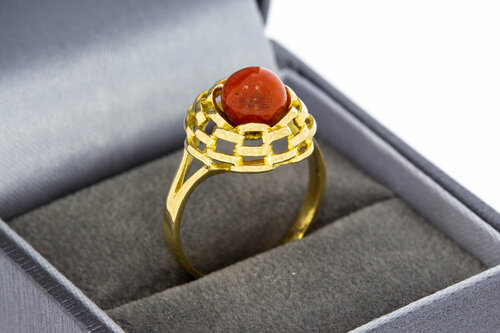 18 Karaat Vintage Bloedkoraal ring - 16,8 mm