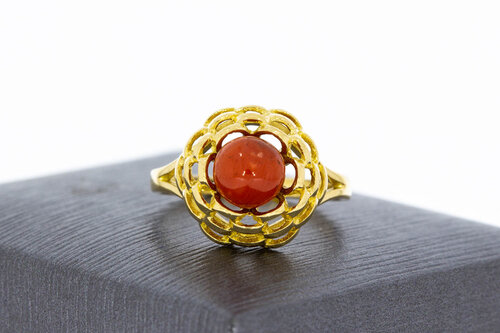 18 Karaat Vintage Bloedkoraal ring - 16,8 mm