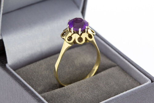 Amethist ring 14 karaat goud - 19,2 mm